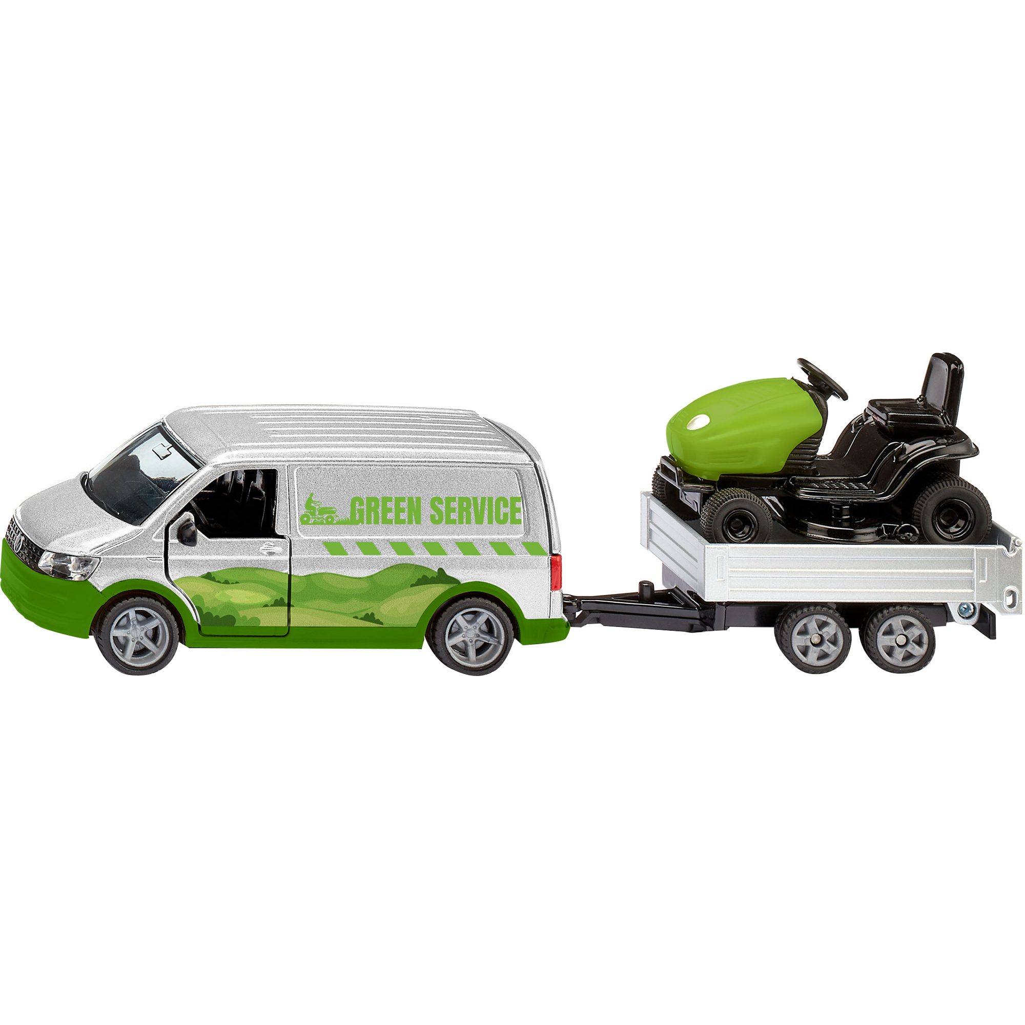 Siku Spielzeug-Auto SIKU SUPER VW T6 mit Rasentraktor, Modellfahrzeug