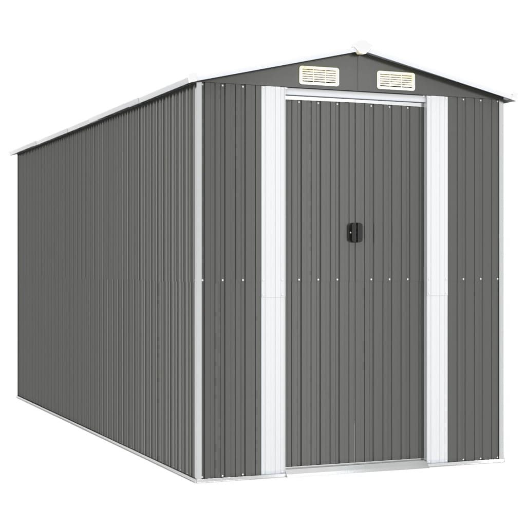 vidaXL Garten-Geräteschrank 192 x 440 x 223 cm Geräteschuppen Hellgrau 192x440x223 cm Verzinkter S
