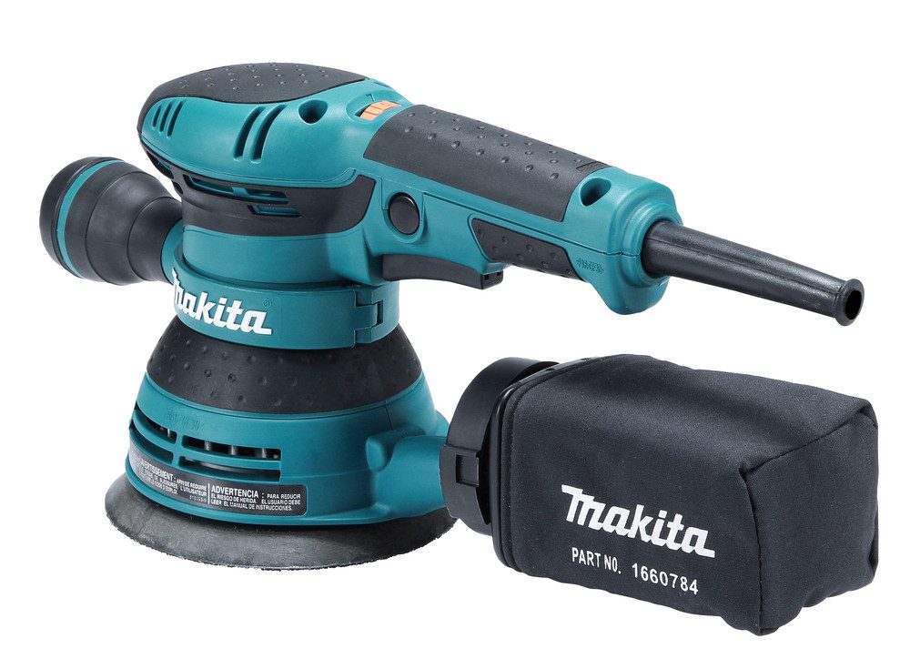 Makita Exzenterschleifer BO5041J, 12000 U/min, 300 W, 125mm, inkl. Aufbewahrungskoffer – Bild 4 von 5