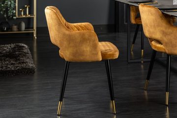 Sitheim-Europe Armlehnstuhl PARIS Moderner Design Stuhl Samt Ziersteppung und goldene Fußkappen, Samt Ziersteppung und goldene Fußkappen