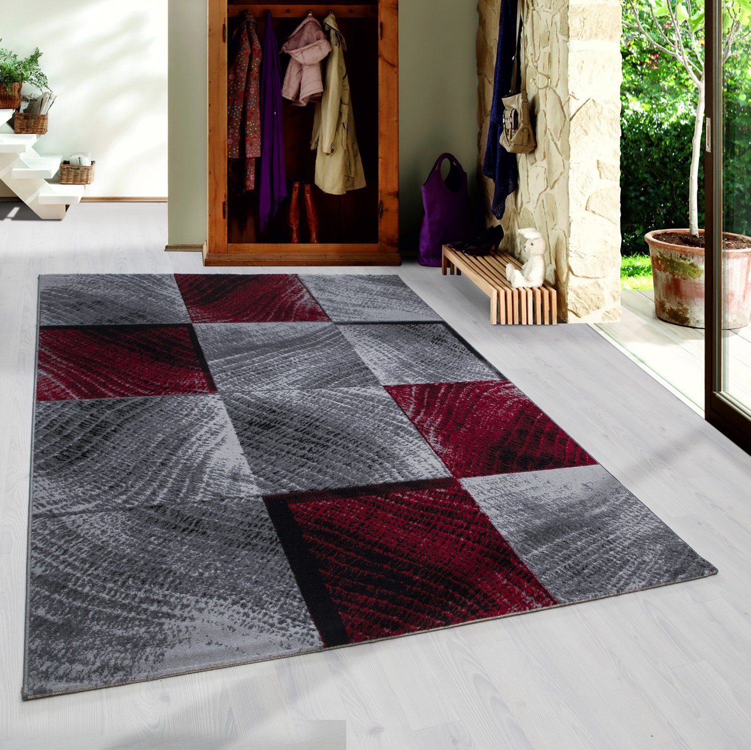 SIMPEX24 Designteppich Kariert Design, Läufer, Höhe: günstig online kaufen