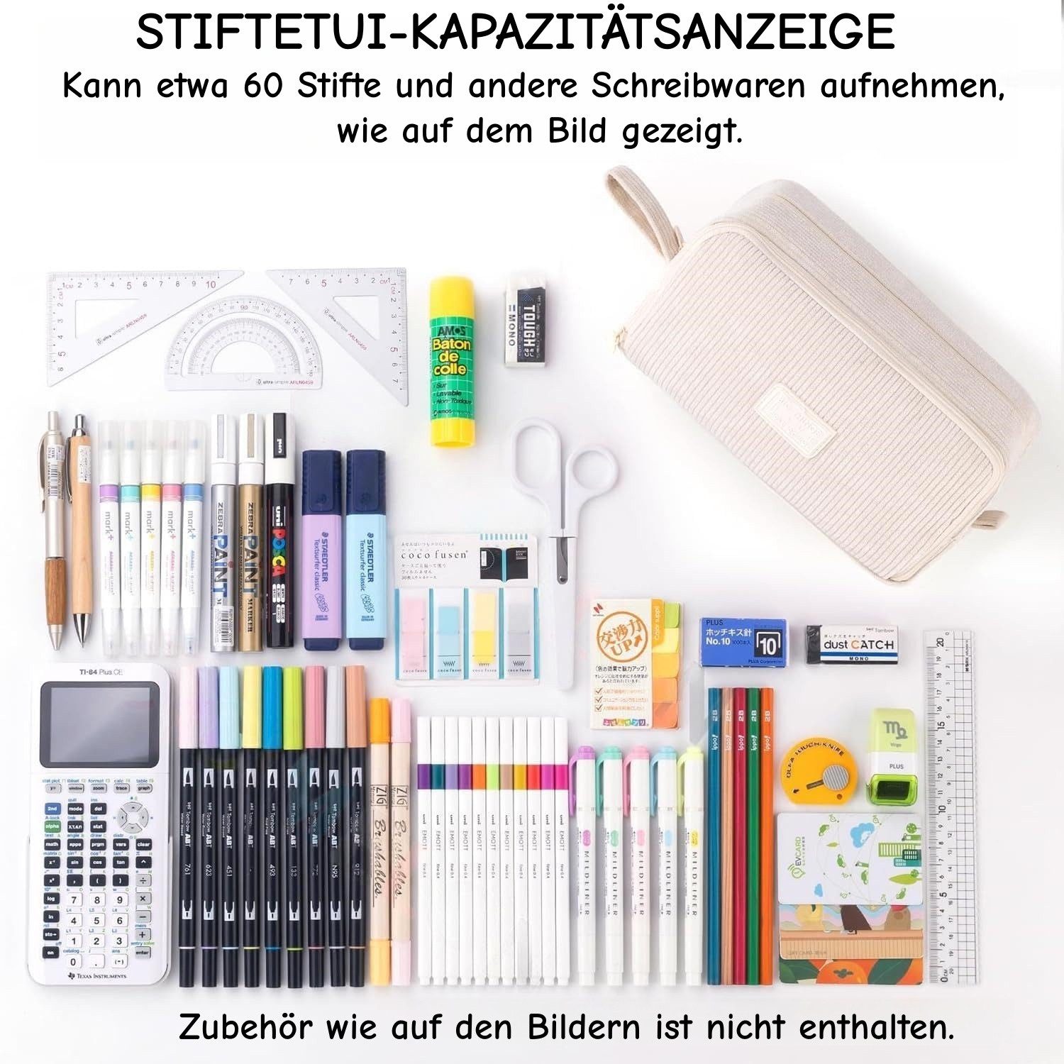 Diwzbyn Federmäppchen aus Cord-Stoff Federtaschen Mäppchen mit 3 Fächer Schulmäppchen, Große Kapazität Stiftetasche Pencil Case für Schule & Büro