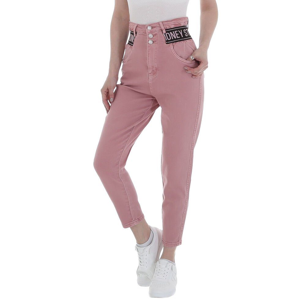 Ital-Design High-waist-Jeans Damen Freizeit Stretch High Waist Jeans in Rosa