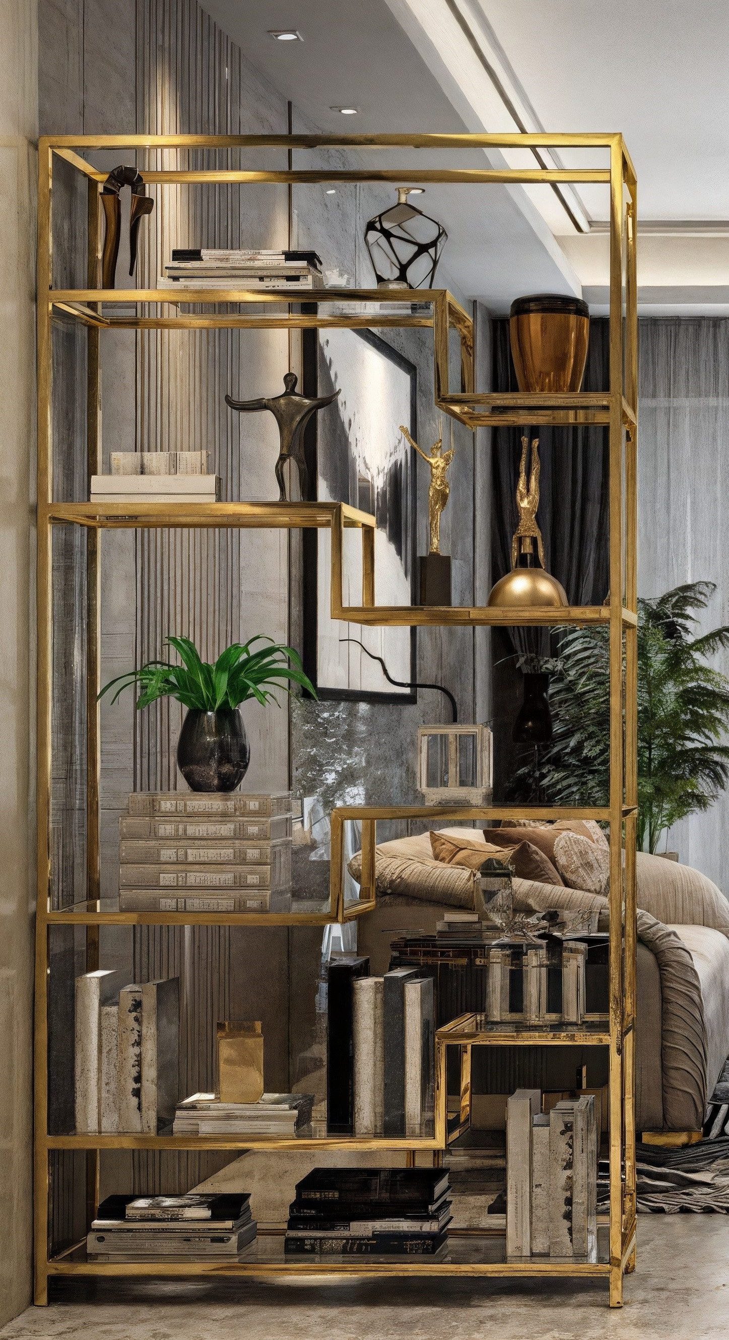 Xlmoebel Перегородкиregal Hochwertiges Metallregal mit stilvoller Trennwand-Design, Luxusregal, 1-tlg., Hergestellt in Europa