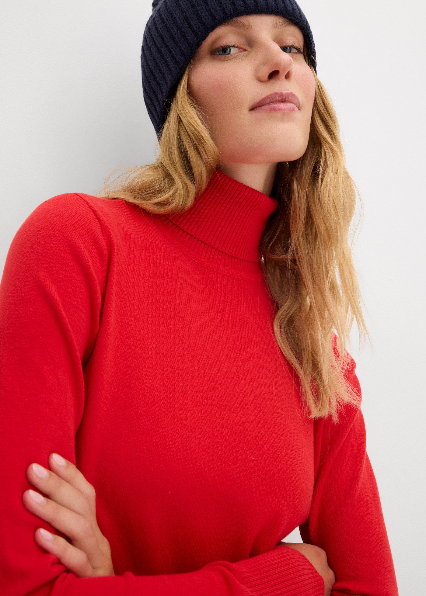 bonprix Rollkragenpullover aus Baumwollmischung, mit hohem Rollkragen, schmale Passform