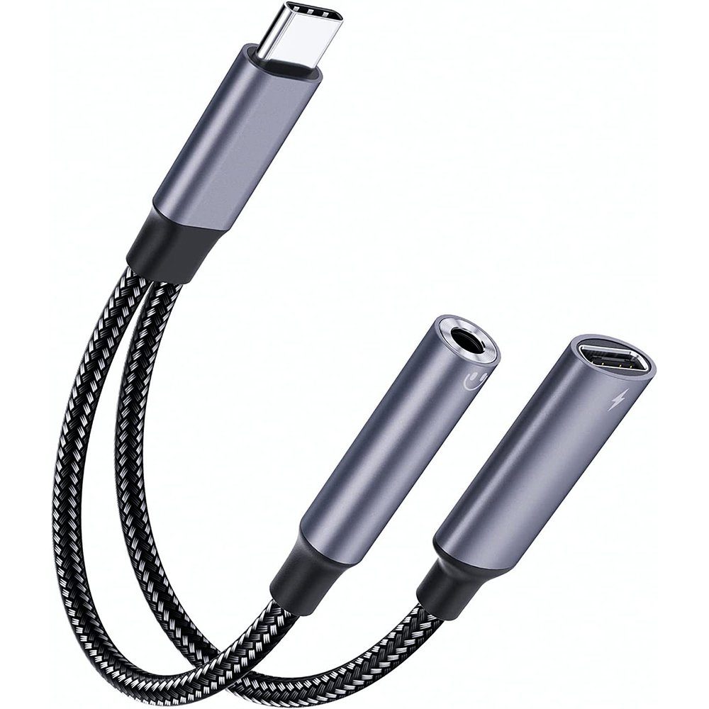 GelldG USB C auf 3,5mm Kopfhörer Adapter und Laden, 2 in 1 Typ C