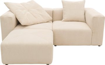 RAUM.ID Ecksofa Gerrid L-Form, Cord, Modulsofa, bestehend aus 2 Eckelementen + 1 Hocker