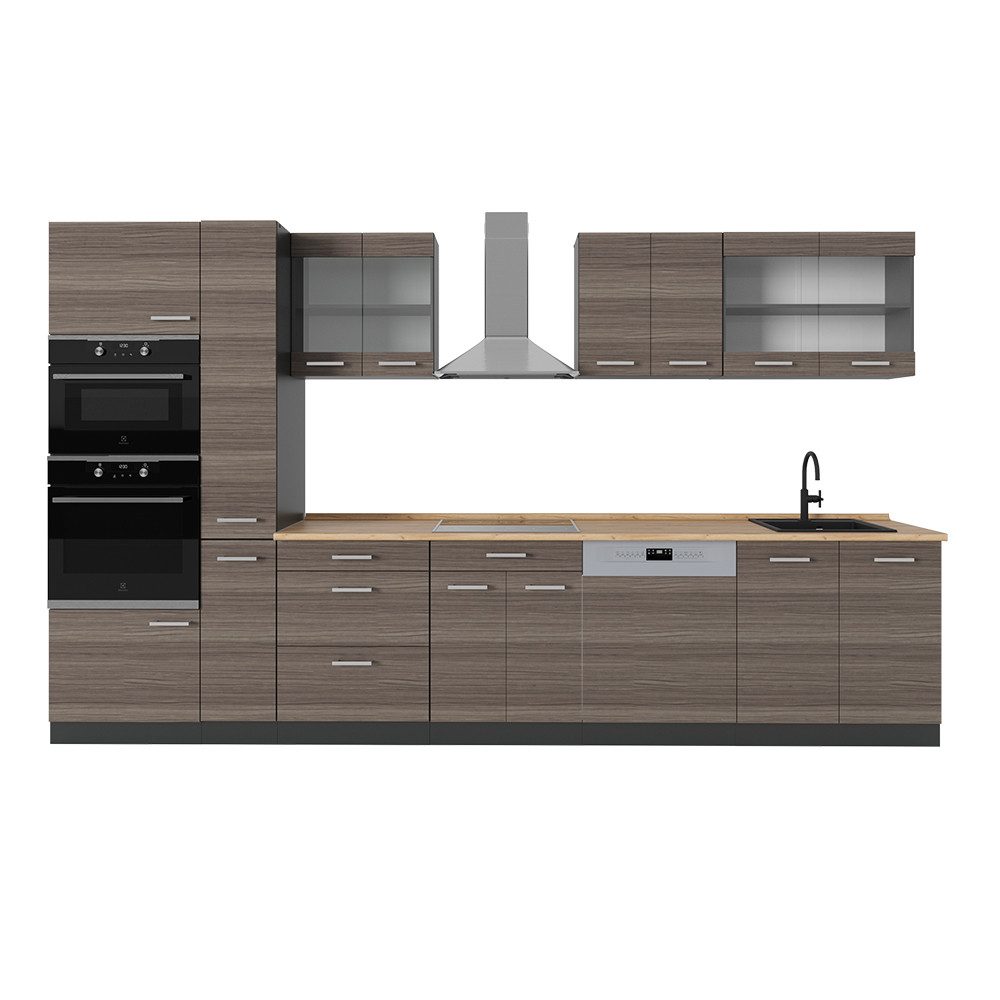 Vicco Küchenzeile R-Line, Edelgrau/Anthrazit, 350 cm günstig online kaufen