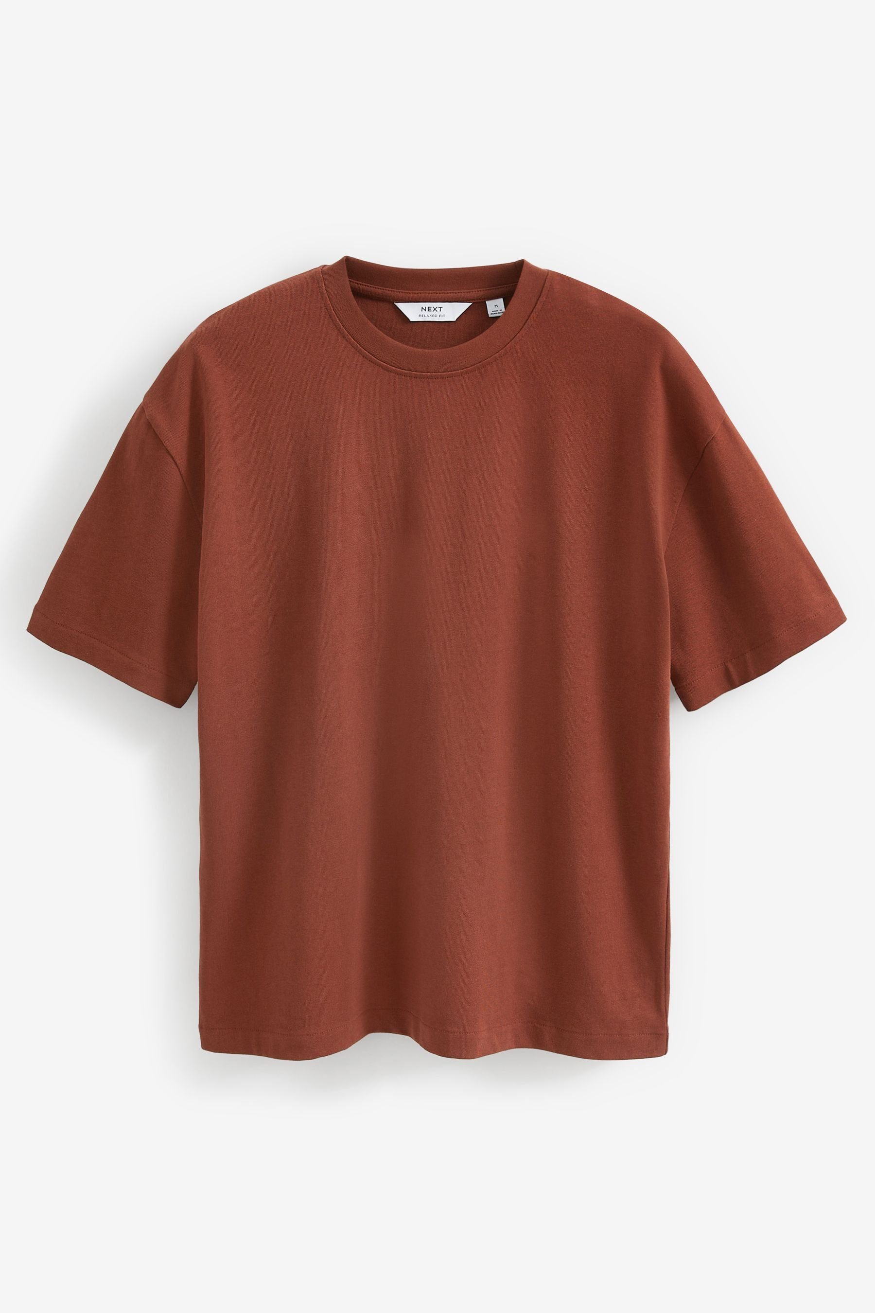 Next T-Shirt Oversized Fit T-Shirt aus schwerem Stoff (1-tlg) Rust Brown