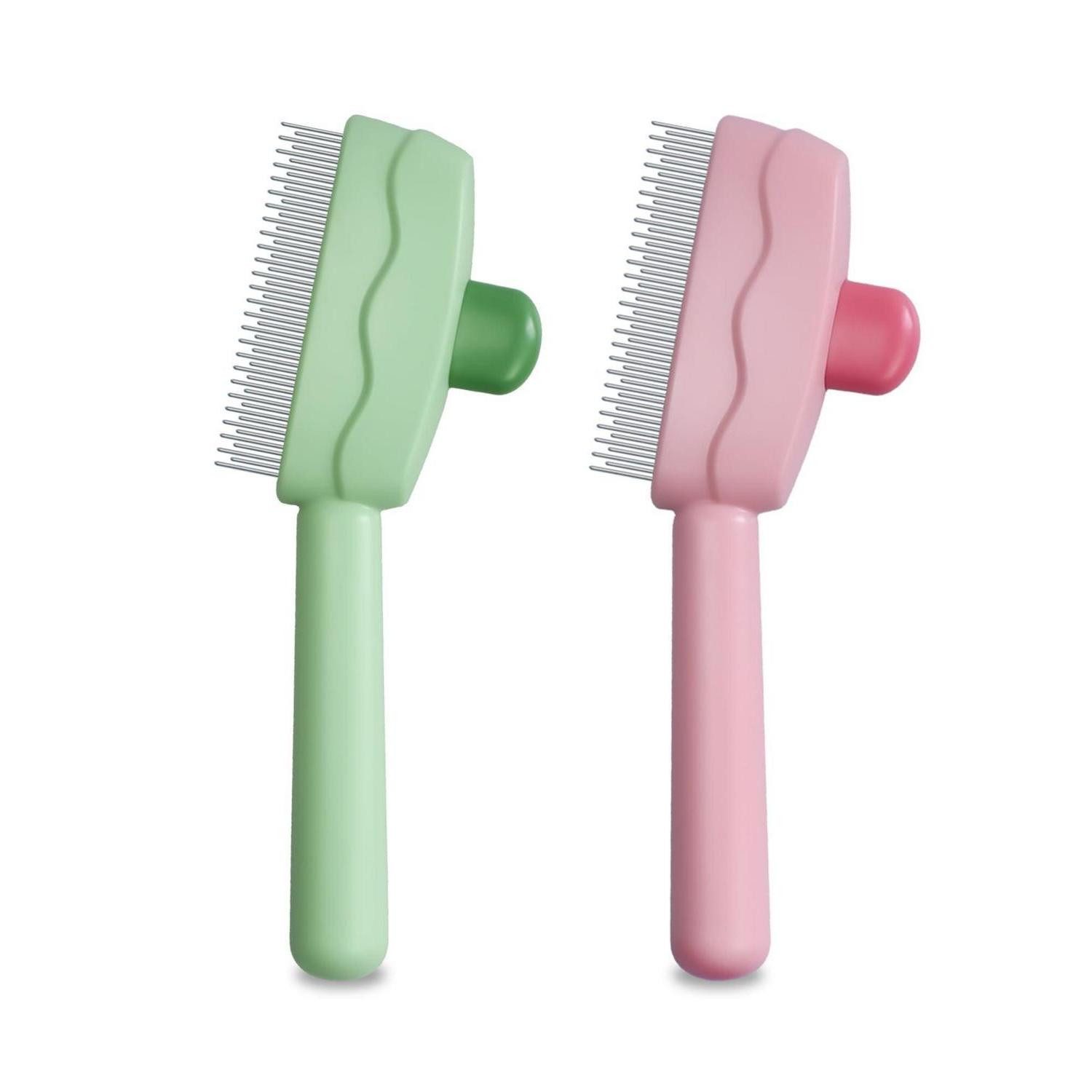 LuxusKollektion Fellbürste Pflegebürste Haustier, Grün & Rosa