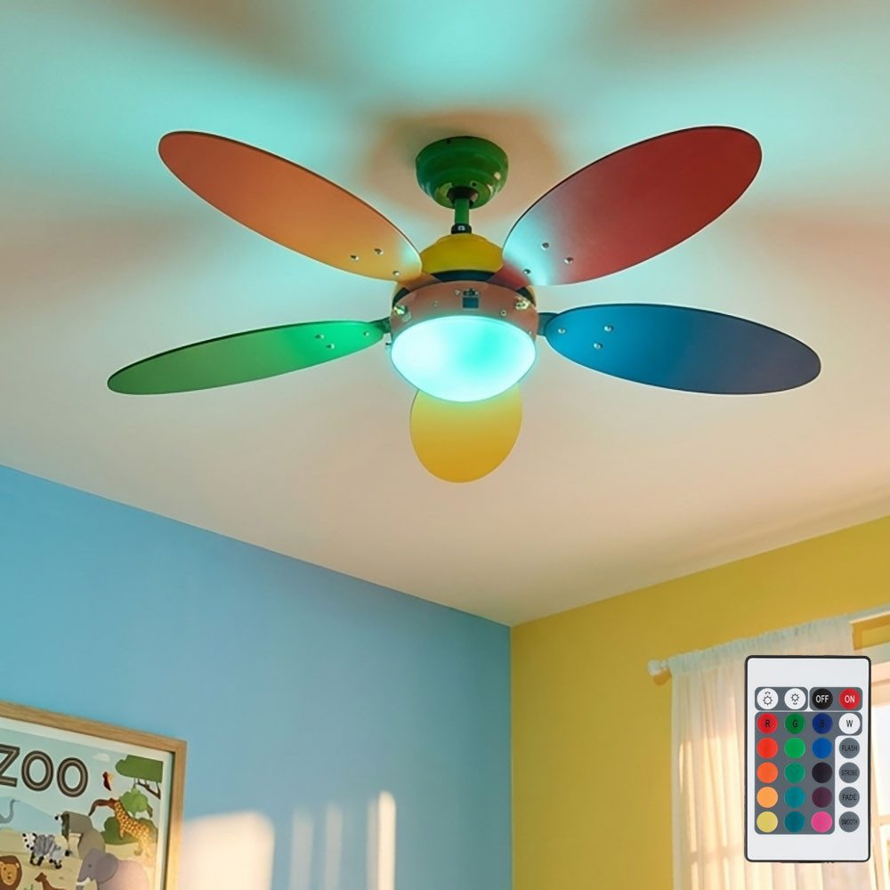 GLOBO LIGHTING Deckenventilator, Deckventilator mit LED-RGB Farbwechsler Kinderzimmer Fernbedienung