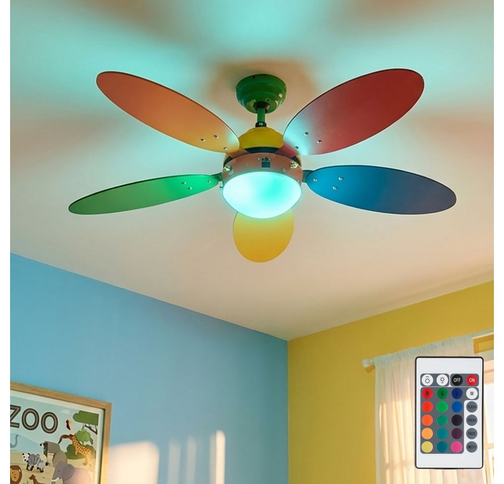 GLOBO LIGHTING Deckenventilator, Deckventilator mit LED-RGB Farbwechsler Kinderzimmer Fernbedienung