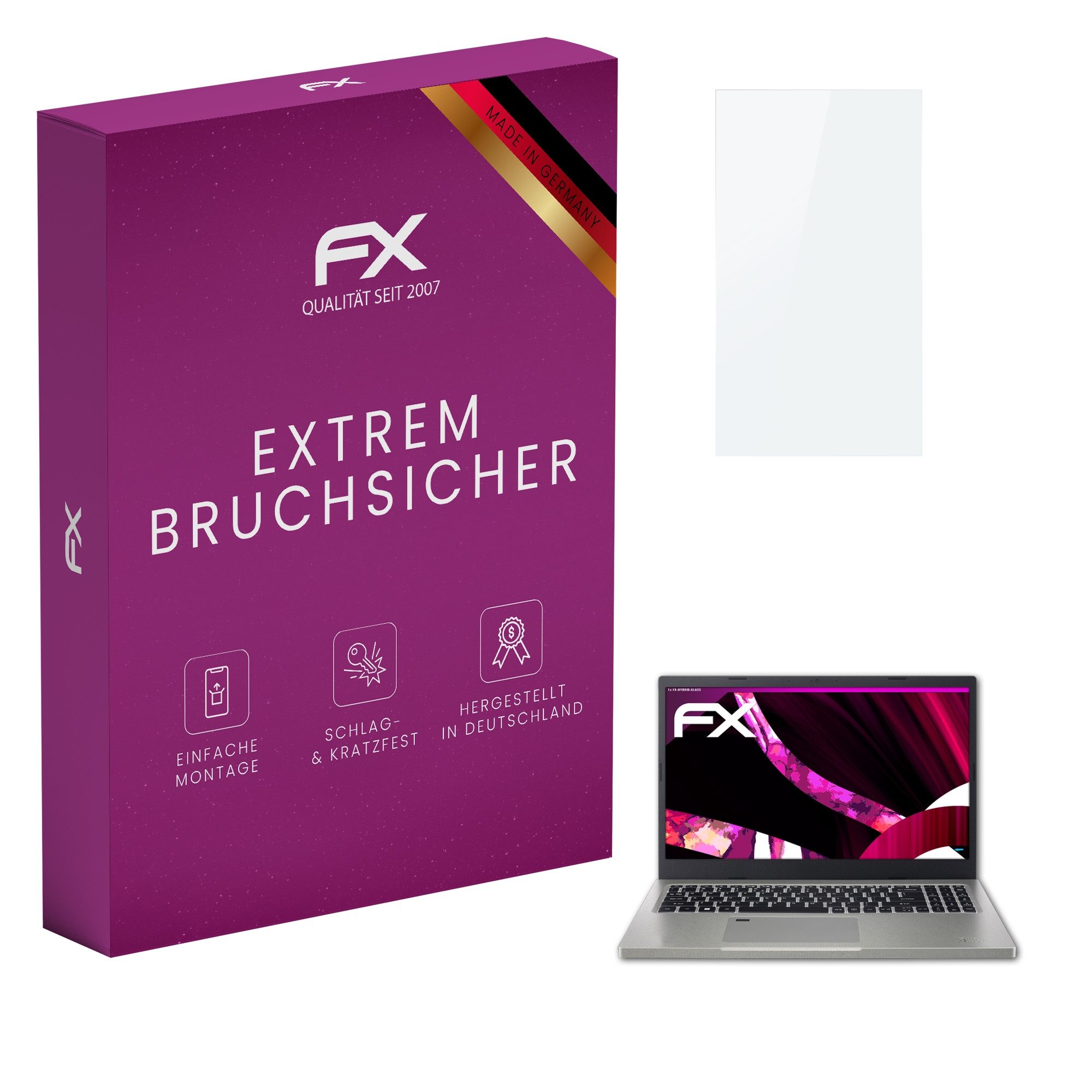 atFoliX Schutzfolie Panzerglasfolie für Aspire Vero AV15-51 15.6 Inch, Ultradünn und superhart