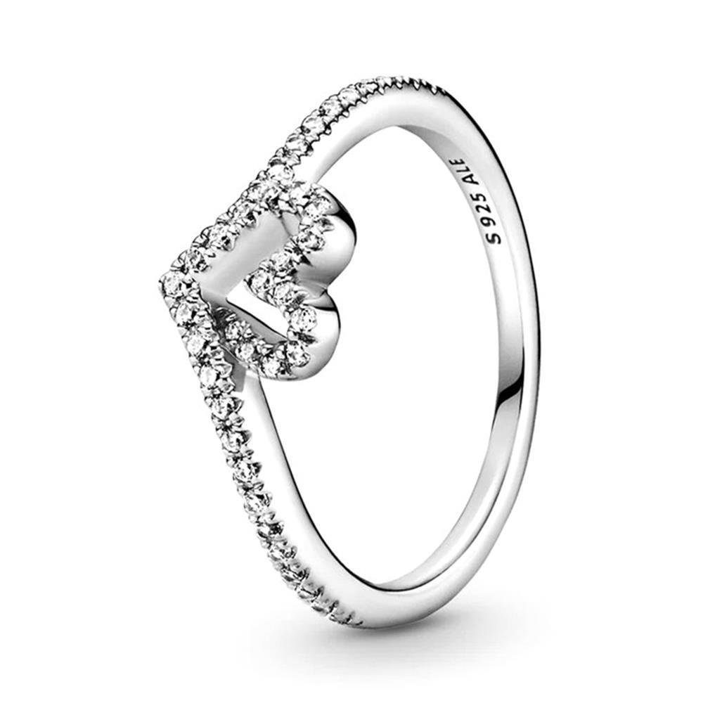 Pandora Fingerring PANDORA Wishbone Ring für Damen aus 925er Silber mit Zirkonia