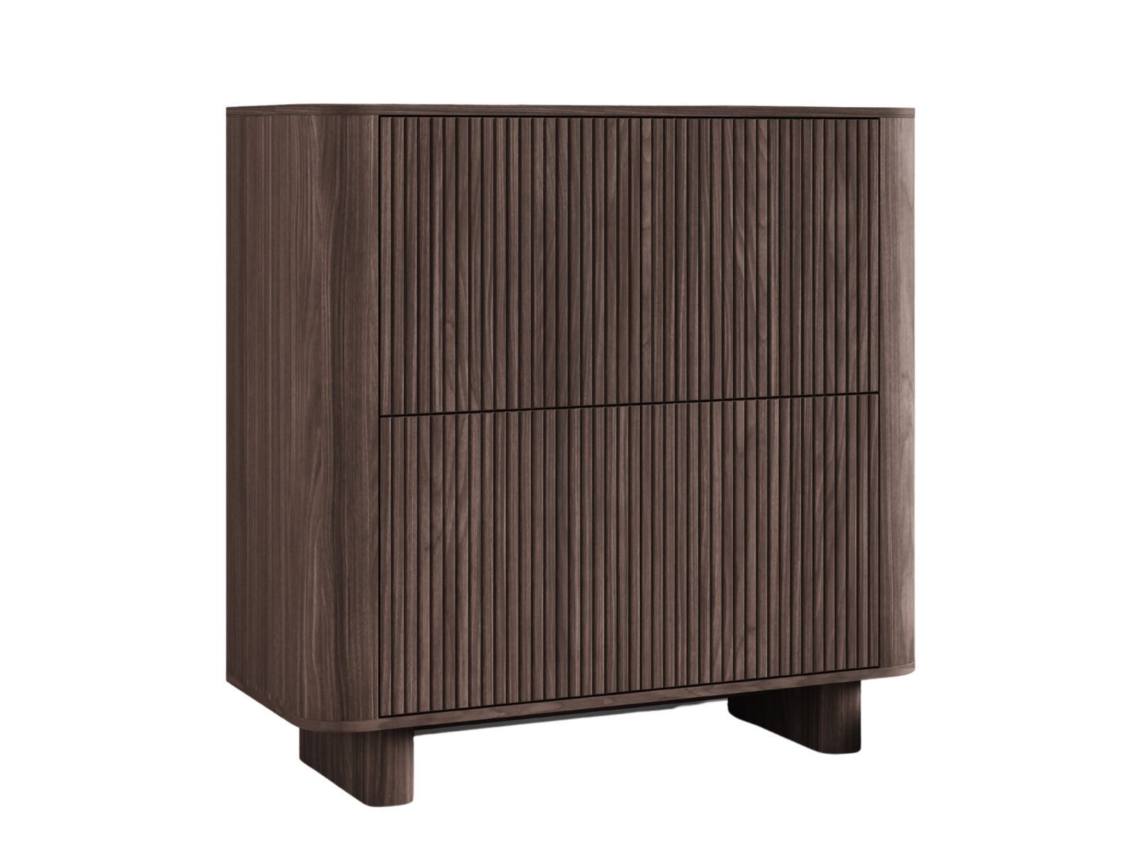 Compleo Kommode mit 4 Türen, Nussbaum oder Kaschmir, Elegant design, Sideboard mit Lamellen, Push to open Funktion, MADE IN EU