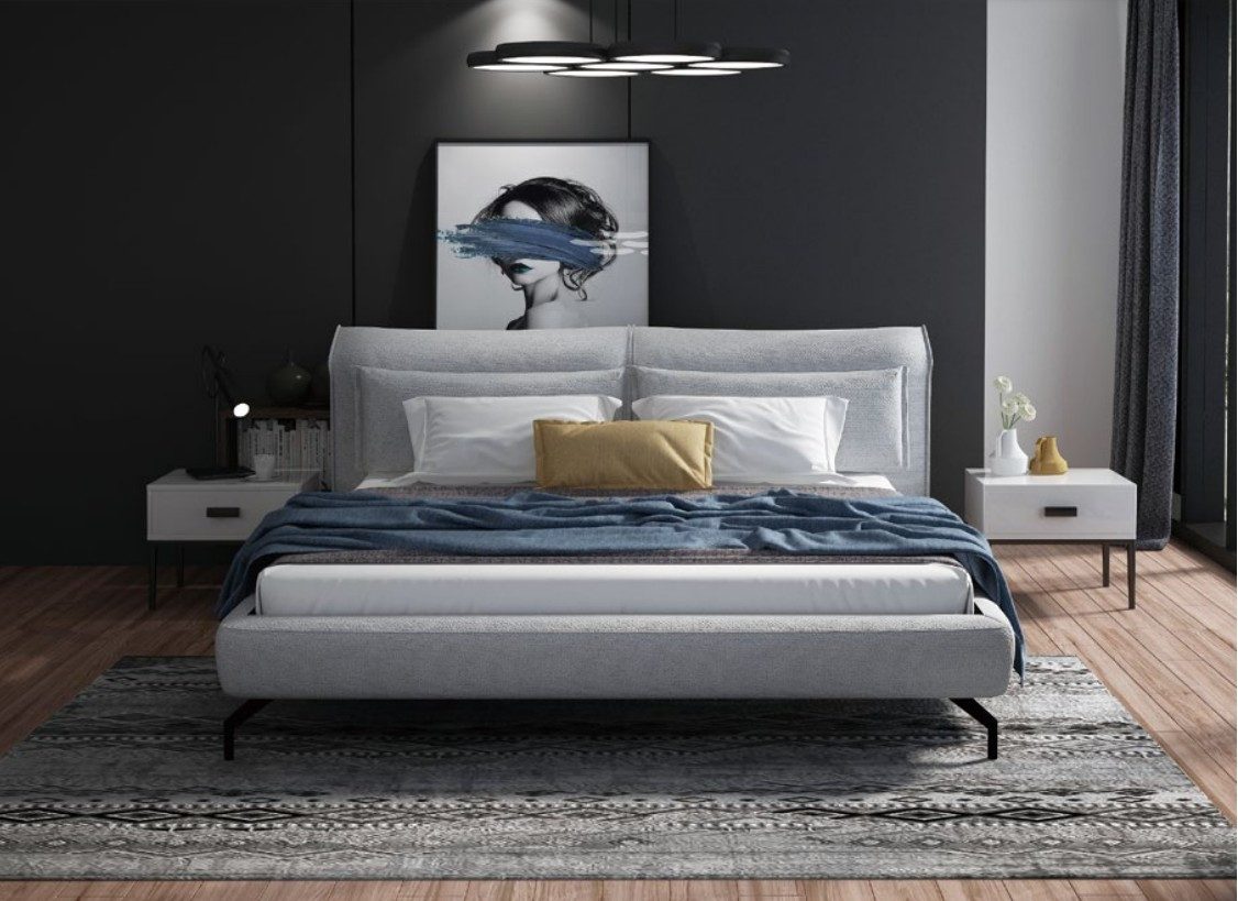 Xlmoebel Polsterbett Elegantes Designer-Doppelbett aus hochwertigem Leder in Schwarz (Bett), Hergestellt in Europa