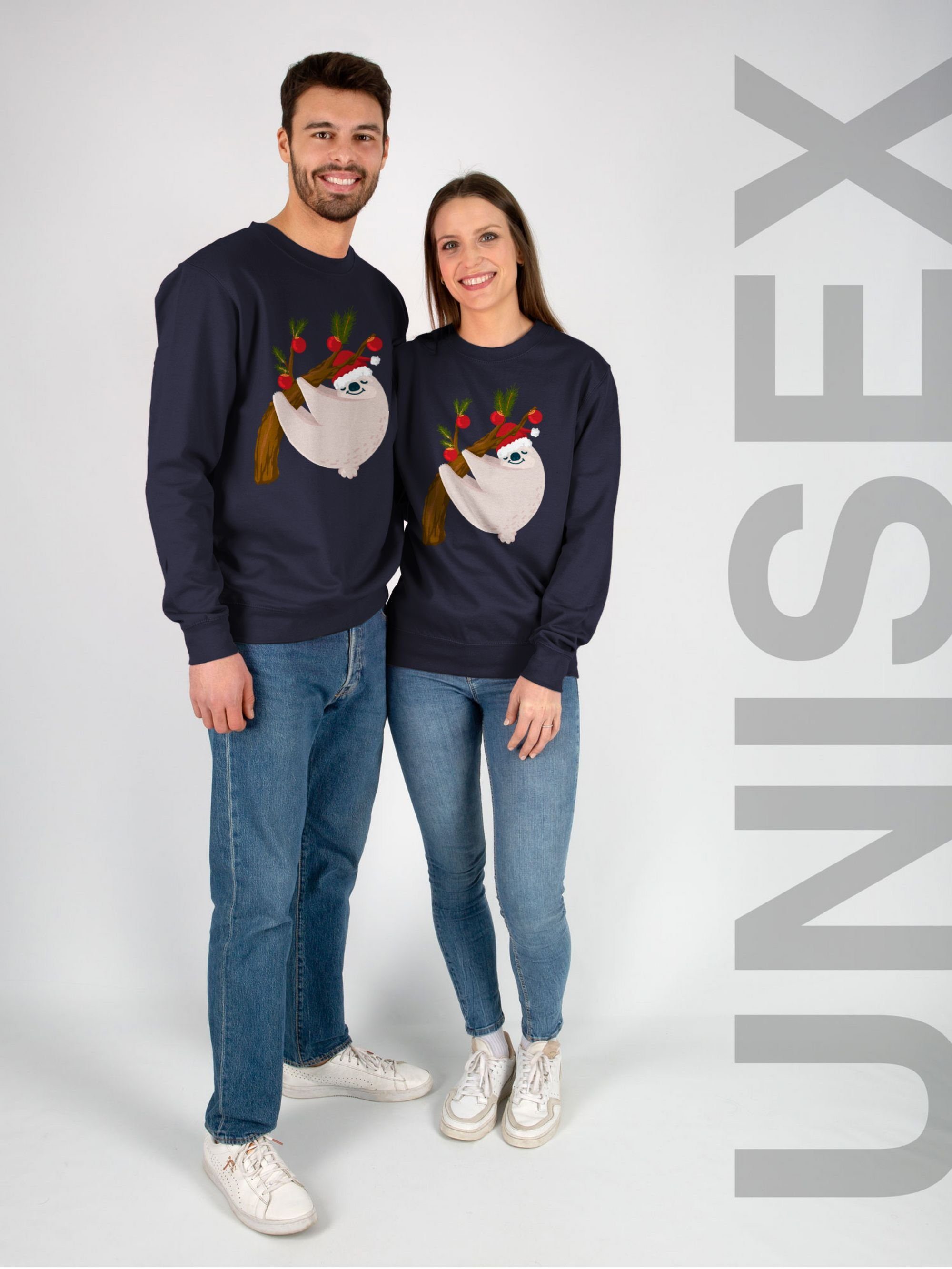 Weihnachten Weihachten Faultier (1-tlg) Dunkelblau 1 Sweatshirt Kleidung Shirtracer