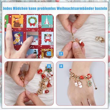 MAGICSHE Adventskalender 24 Füllprozess Anhänger Armband Sets, DIY Weihnachtskalender Armband