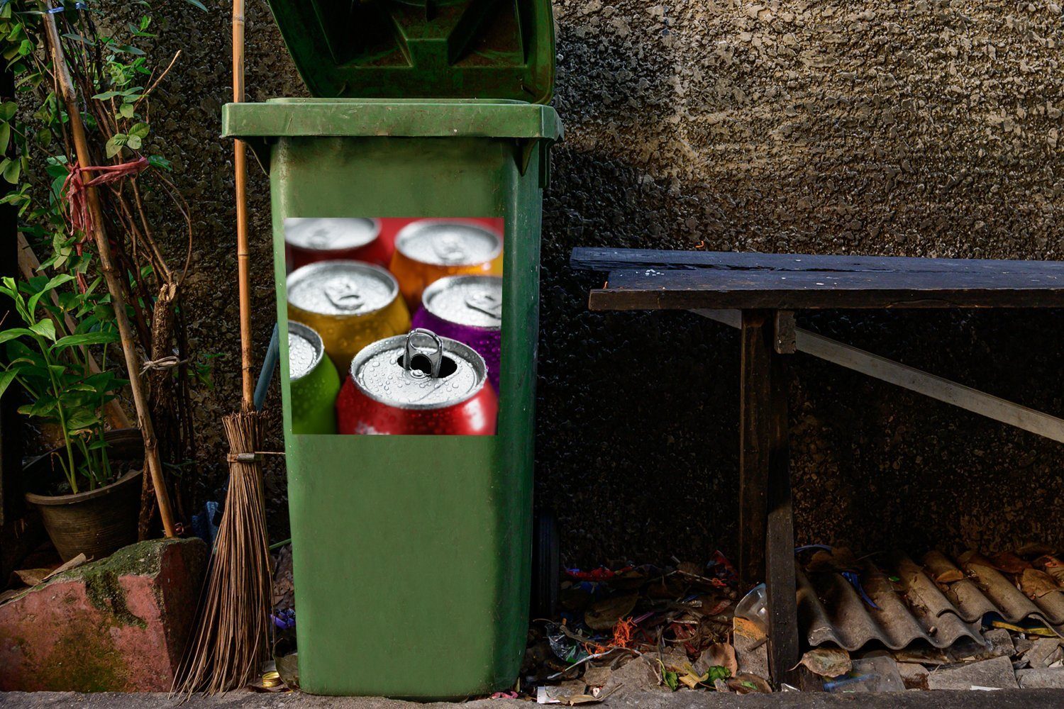 St), Mülleimer-aufkleber, Mülltonne, Wandsticker Sticker, Abfalbehälter mit MuchoWow Erfrischungsgetränken Container, Dosen (1
