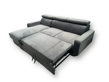 Home Collective Ecksofa Schlafsofa Recamiere rechts oder links bestellbar, schwarze Holzbeine, mit modischem Cordbezug, 236 cm Gesamtbreite Grau Anthrazit,linke Ecke