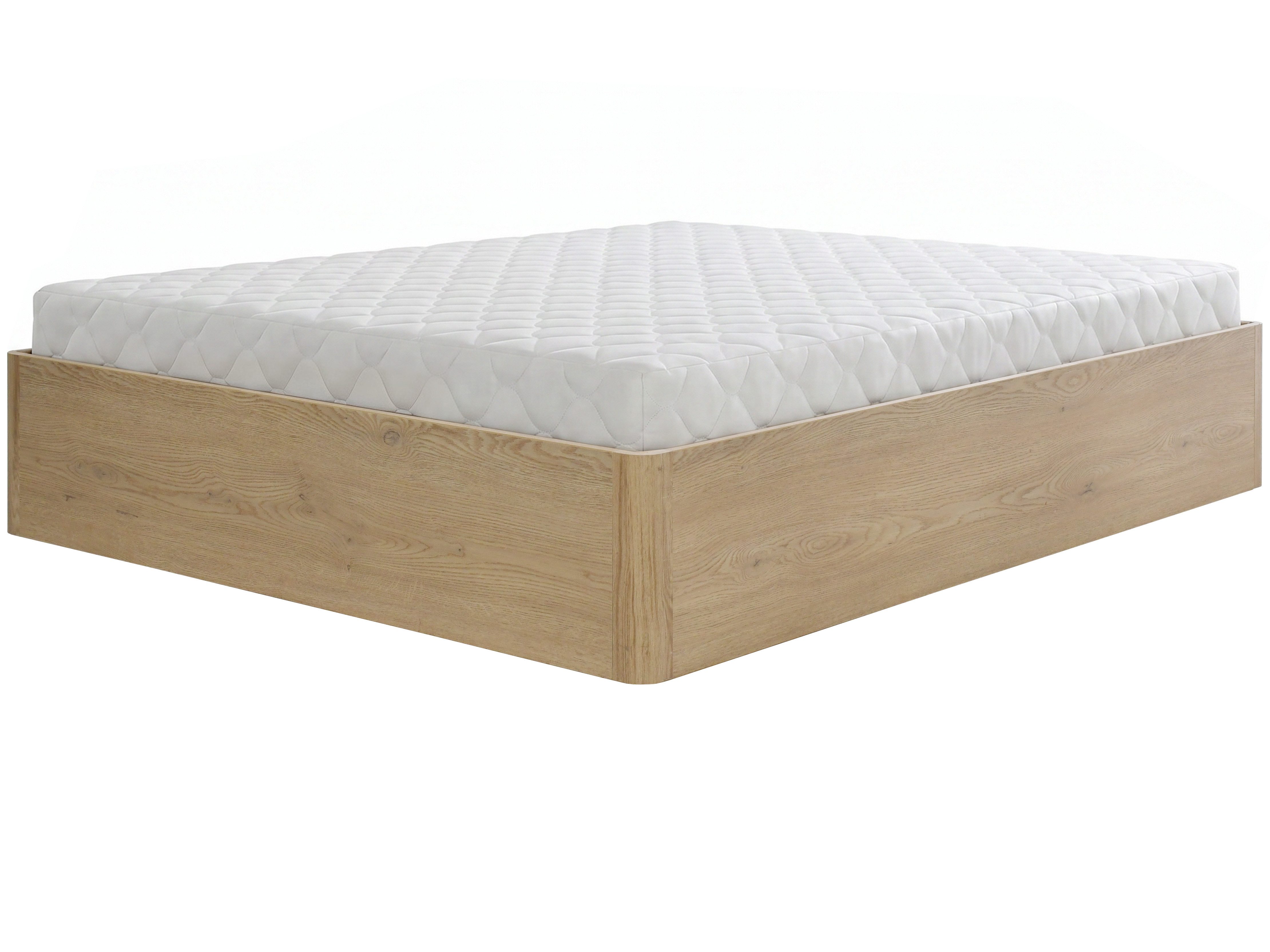 Beautysofa Bett SARA mit Bettkasten, Metallrahmen und Gasdruckfedern (Erhältlich in 3 Breiten: 140, 160 oder 180 cm, Dekor Eiche Cremona, stabile 22 mm Möbelplatte), mit oder ohne Matratze
