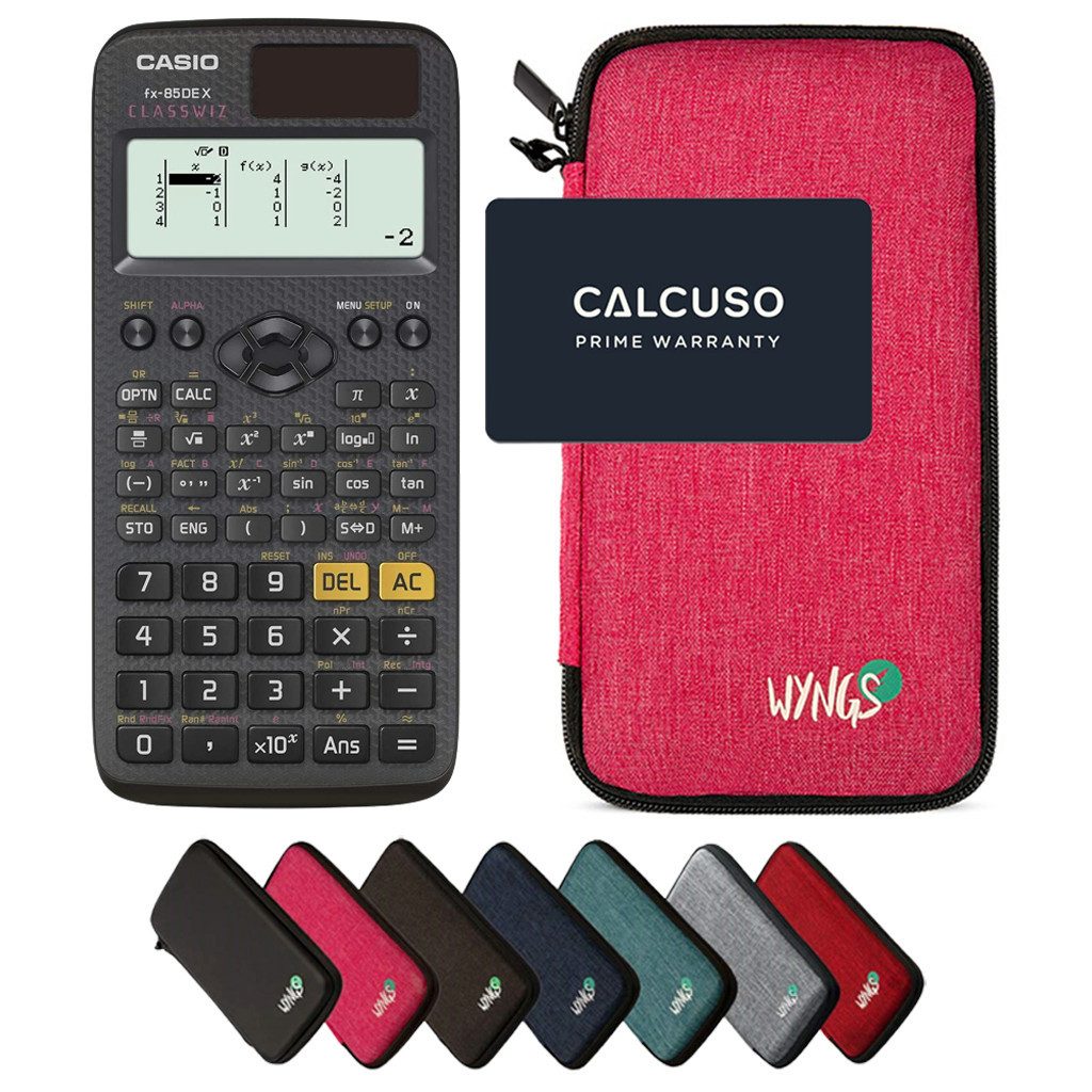CASIO Taschenrechner fx-85DE X ClassWiz inkl. WYNGS Schutztasche Pink