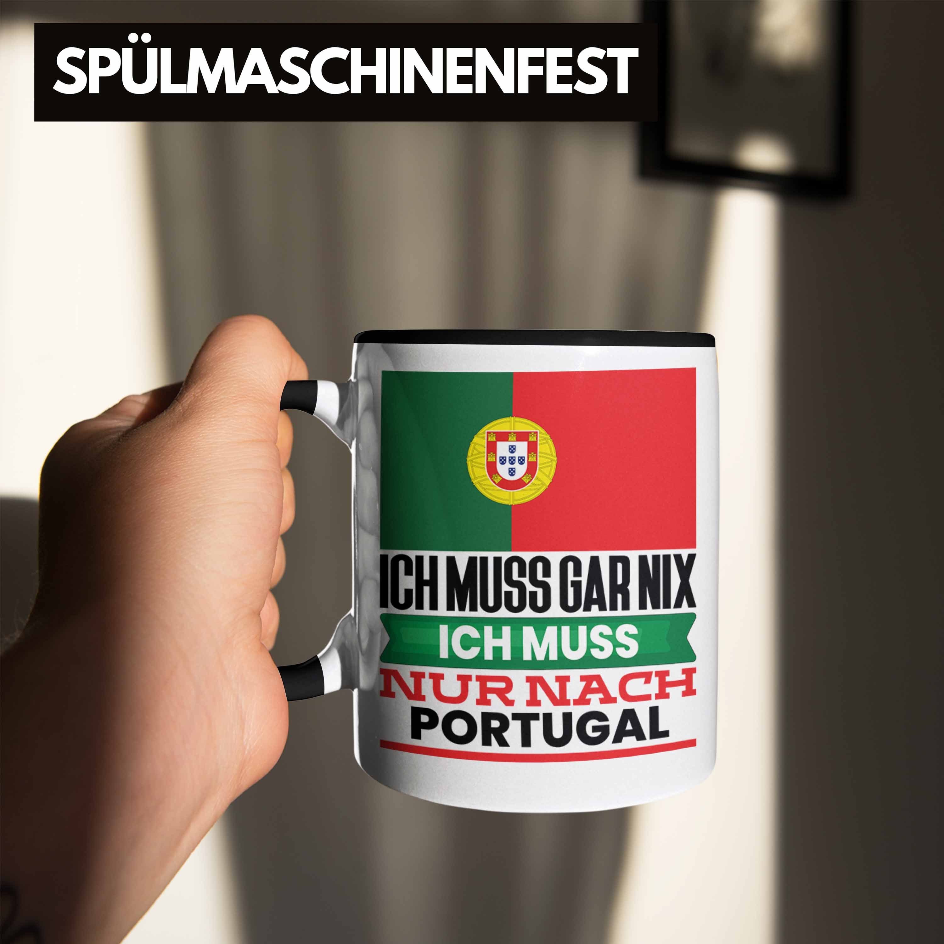 für Tasse Geschenkidee Trendation Schwarz Geschenk Urlaub Portugal Geburtstag Portugiesen Tasse