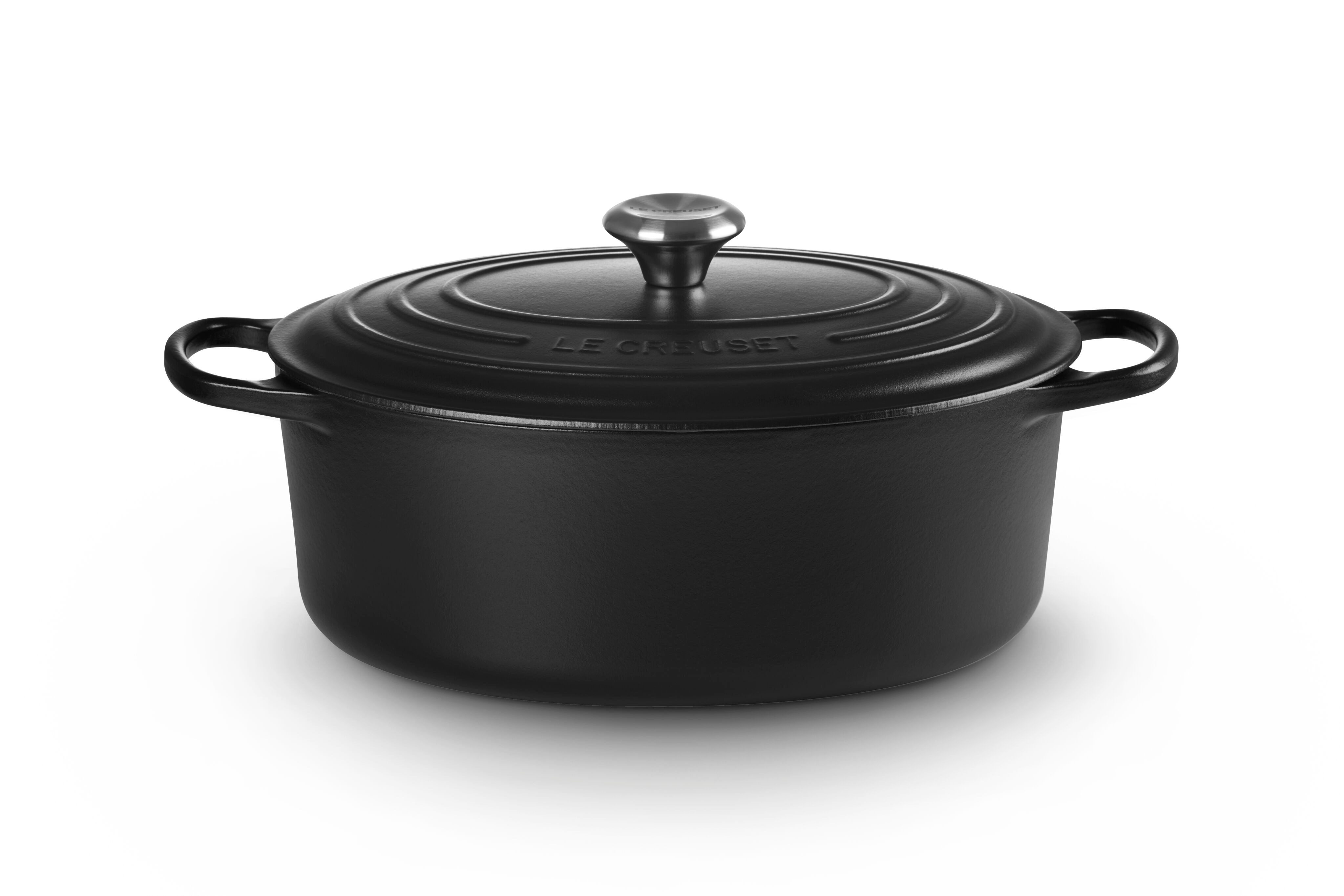 LE CREUSET Bräter Gusseisen-Bräter mit Deckel, Oval, Gusseisen, Ø 31 cm, Schwarz, 21178310000430