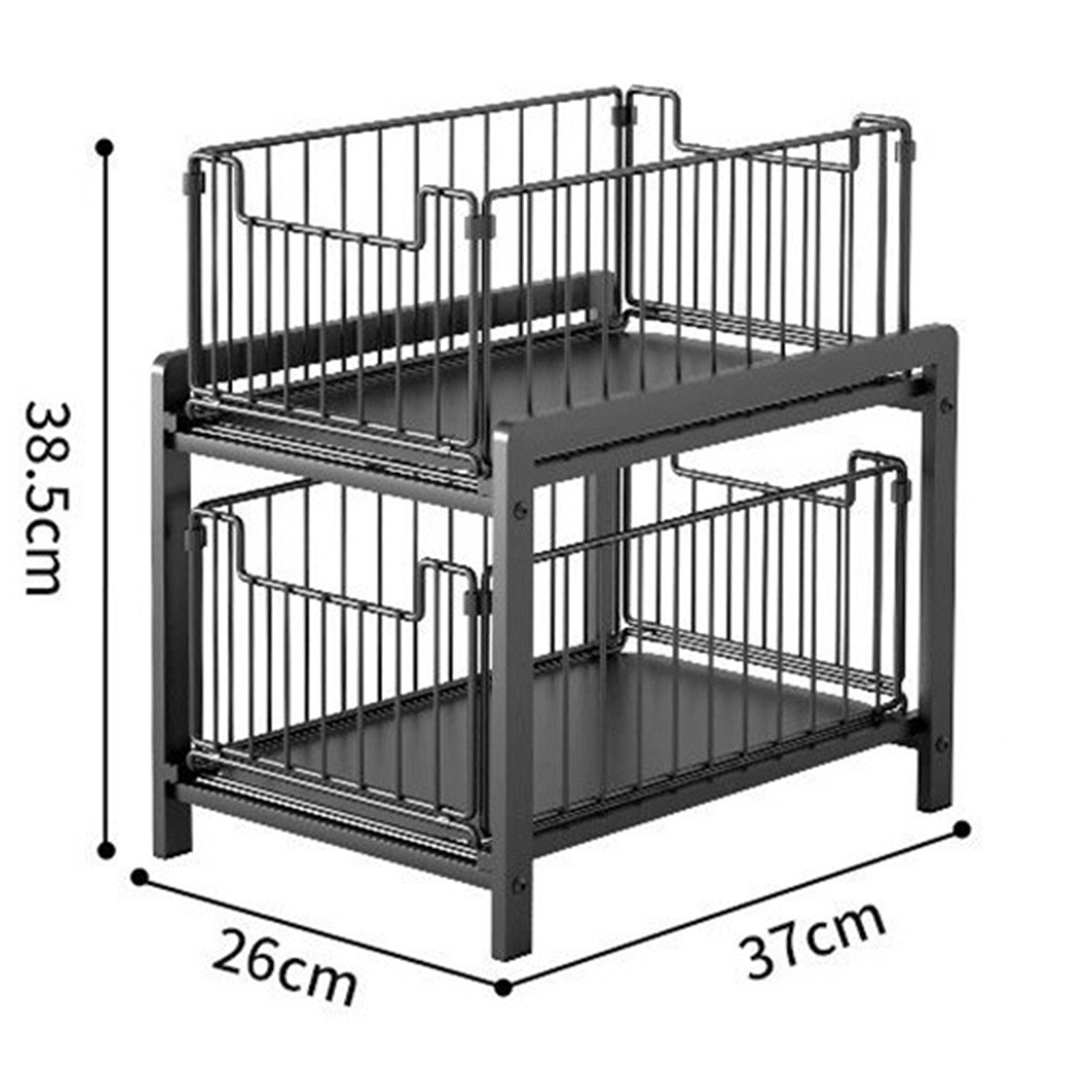 GarveeMore Küchenorganizer-Set 2Ebenen Auszug mit Schiebeschublade Kabinett Organizer Unter der Spüle, Slide-Out Stackable Under Sink Cabinet Organizer Mehrzweck für Küche