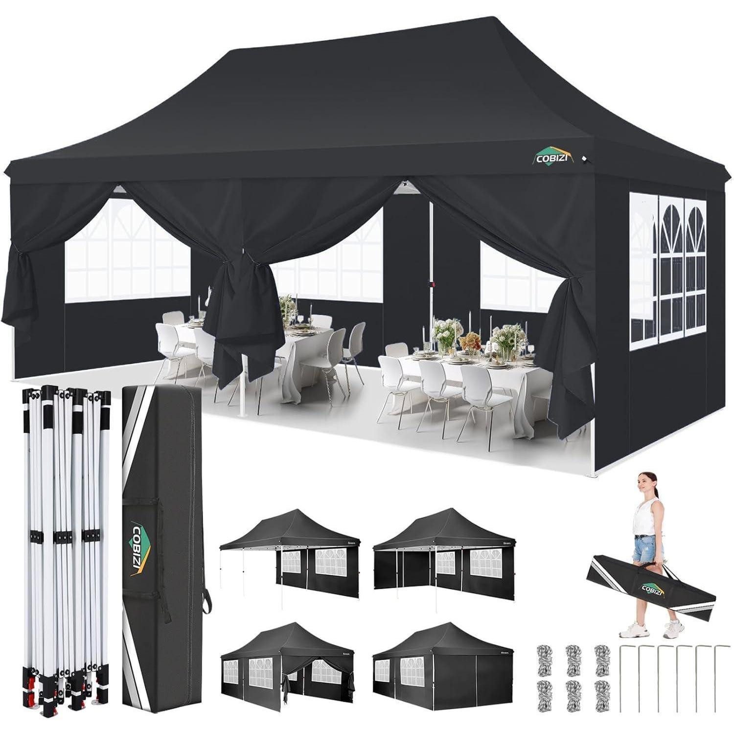 COBIZI Faltpavillon Faltpavillon 3x6m Wasserdicht Stabil Partyzelt 6 Seitenwände 4