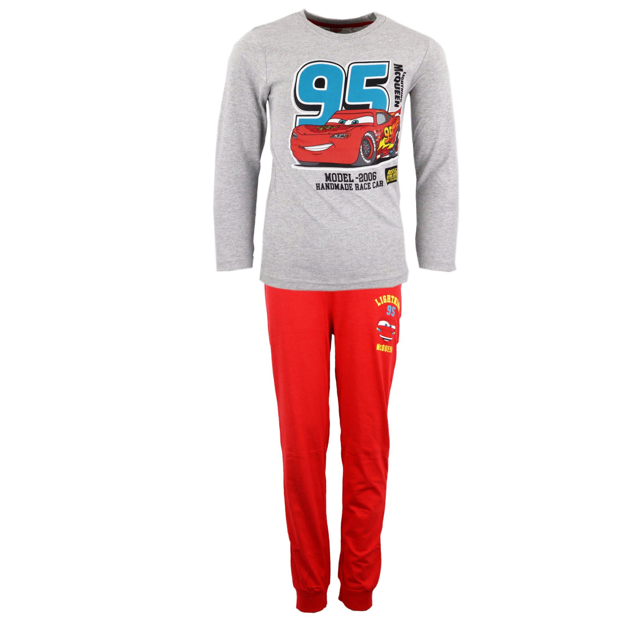 Disney Schlafanzug Disney Cars Lightning McQueen Kinder lang Pyjama Grau