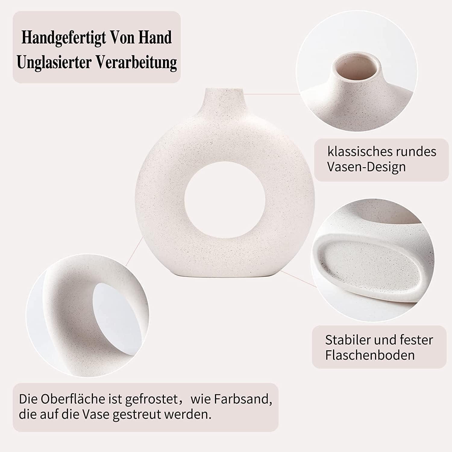 LuxusKollektion Dekovase Vasen Pampasgras Keramik Deko Blumen Wohnkultur M+S Beige