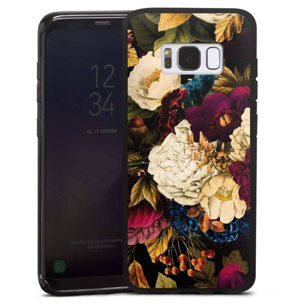 DeinDesign Handyhülle Vintage Blumen Muster Dark Vintage Flowers, Samsung Galaxy S8 Silikon Hülle Bumper Case Handy Schutzhülle