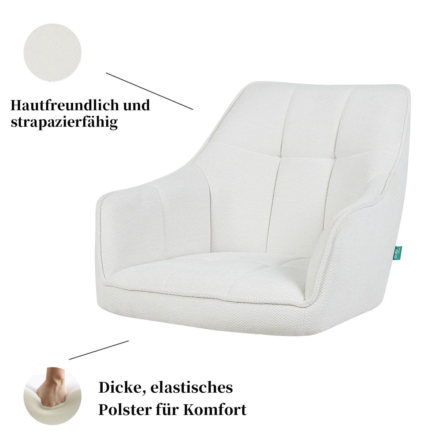 DUBI Möbel Polsterstuhl THOMAS-MIRA, 360° drehbar Massivholz oder Metallgestell 2er-Set