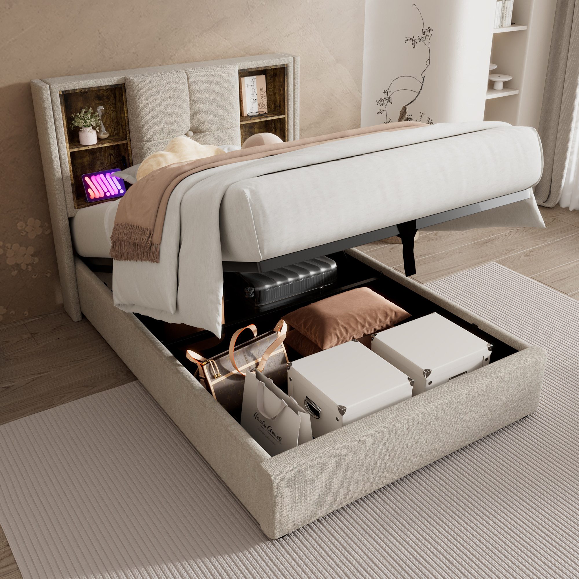 HAUSS SPOLE Polsterbett 90x200cm mit Kabellosem günstig online kaufen
