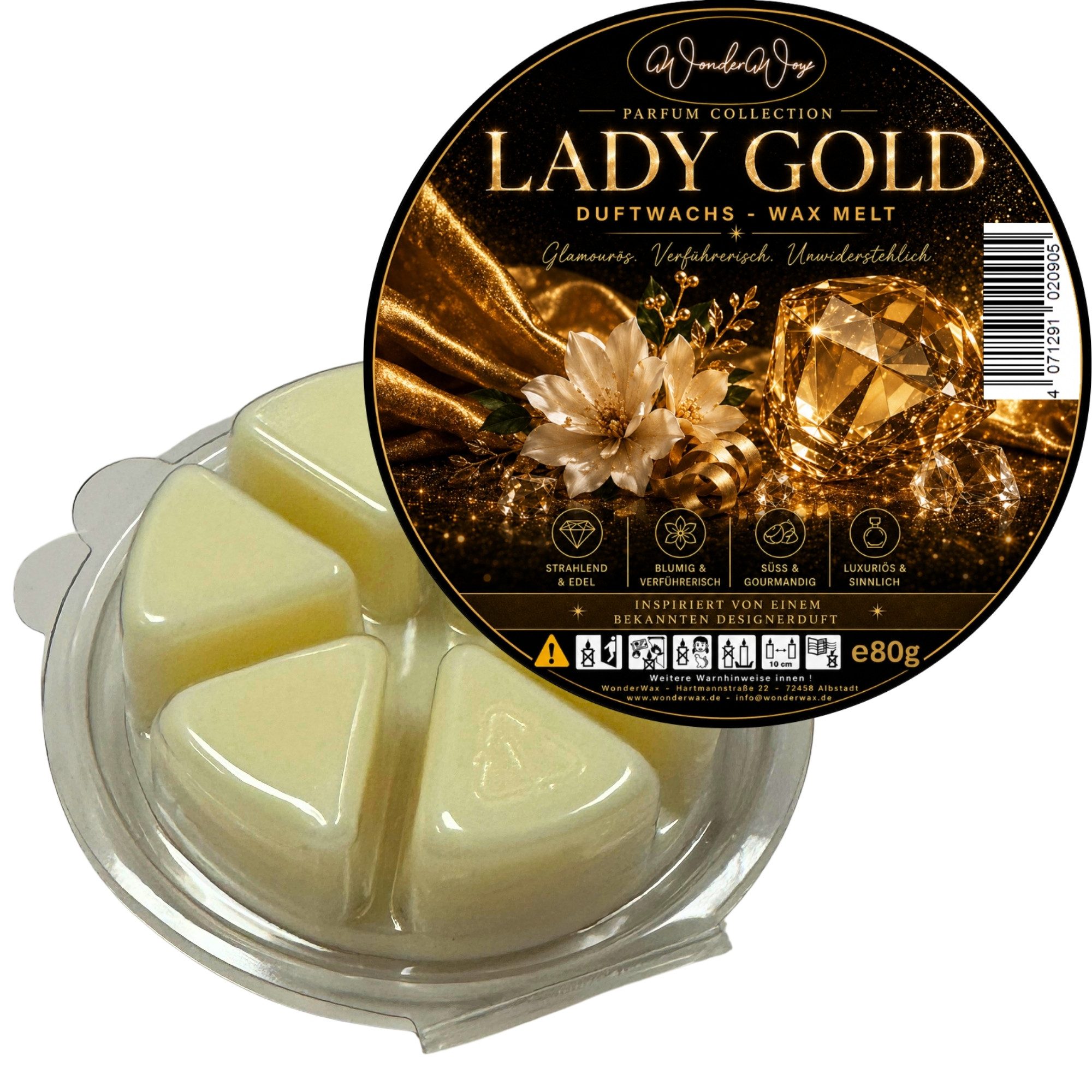 WonderWax Duftwachs WonderWax® Parfume Duftkreis 6 x Duftwachs Ecken Weiß (Lady Gold), Duftrichtung: Lady Gold