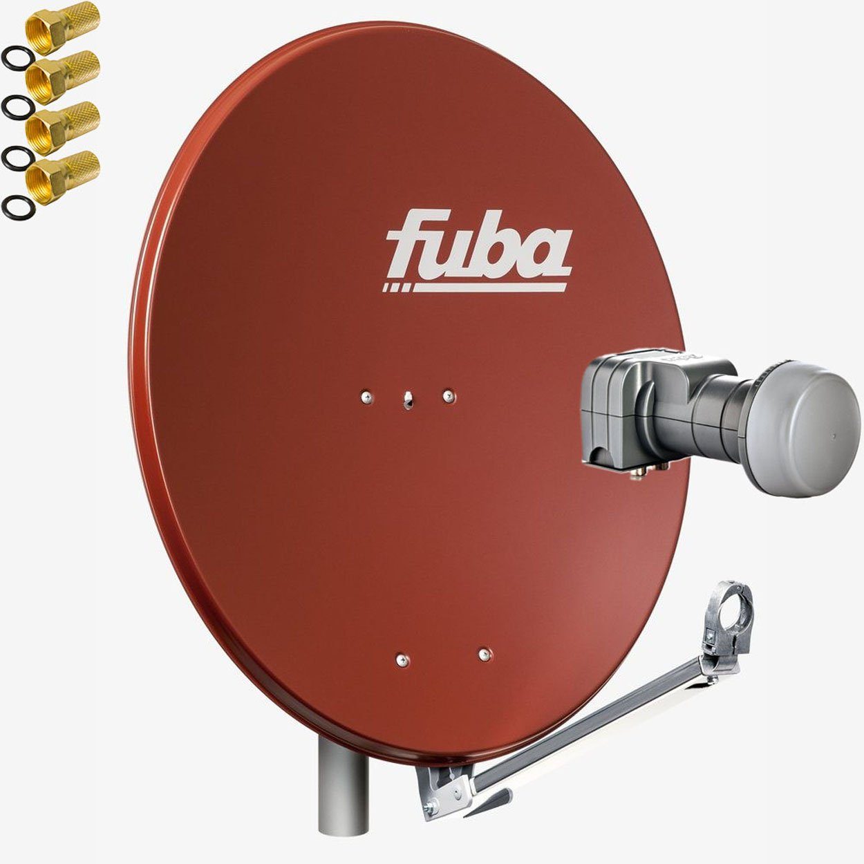 fuba DAL 802 R SAT-Anlage ROT + Twin LNB DEK 217 2 Teilnehmer HDTV 4K SAT-Antenne
