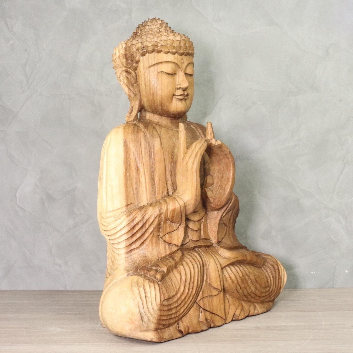 Massiv Holzfigur Herstellung Galerie 50 Dekofigur traditionelle Ursprungsland Sitzender Buddha im Natur Handarbeit in cm B4 Oriental (1 St),