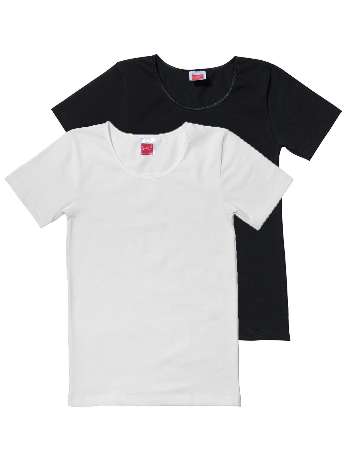 Sweety for Kids Unterhemd 2er Sparpack Mädchen Shirt Single Jersey (Spar-Set, 2-St) hohe Markenqualität weiss schwarz
