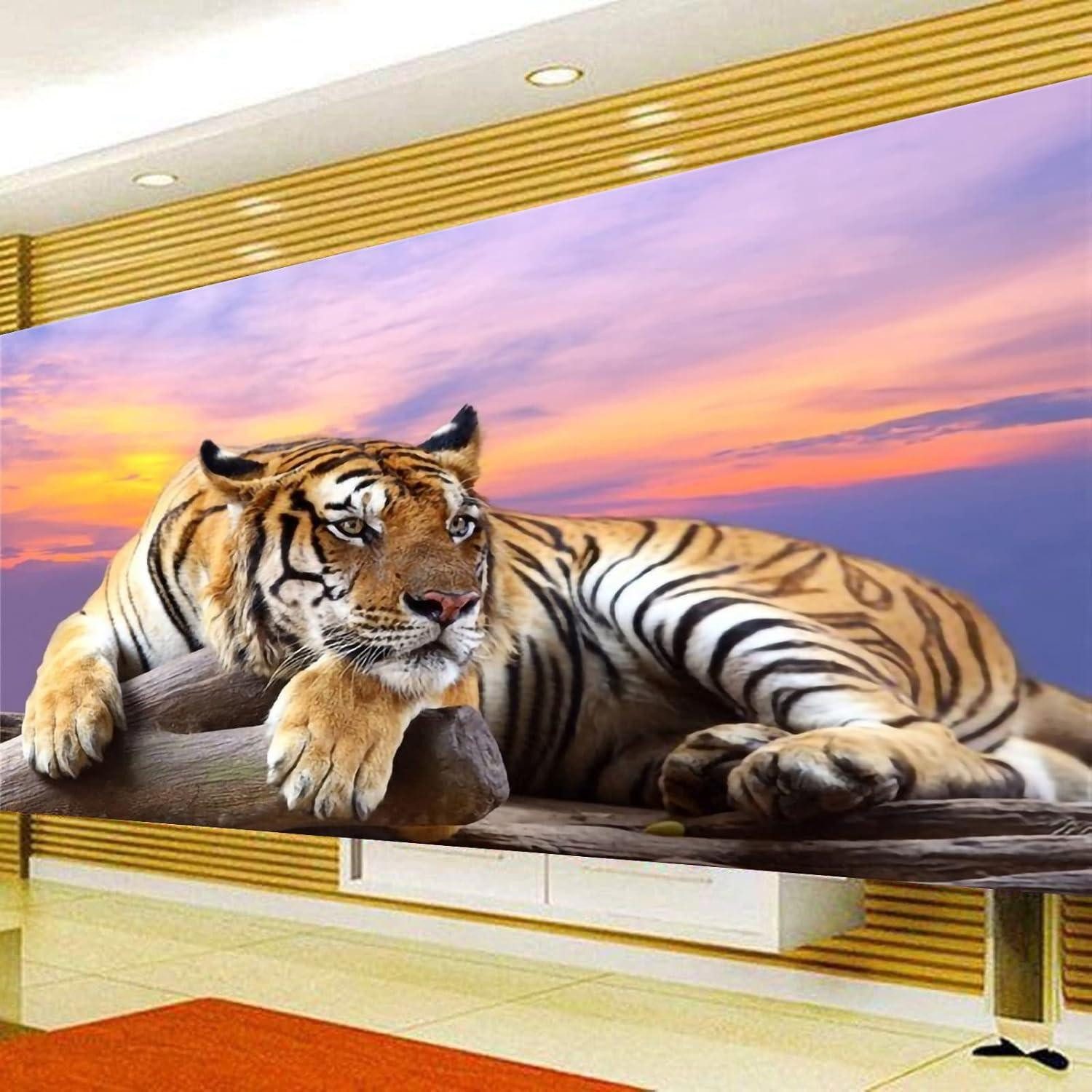 XXL-Wandbild Diamond Painting Tiere 5D Diamant Malerei Tiger Groß Set 120x50cm