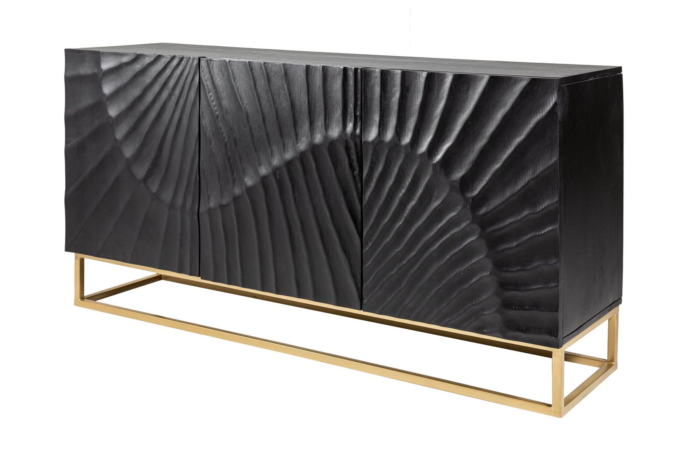 Licht-Erlebnisse Kommode LORIEN, Schwarz Gold Handarbeit 140 x 75 cm Holz Metall
