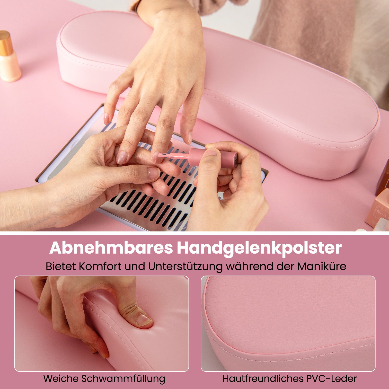 COSTWAY Maniküre-Pediküre-Set, Maniküretisch mit elektrischer Staubabsaugung Nageltisch – Bild 5 von 5