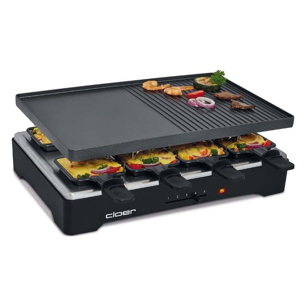 Cloer Raclette Raclette-Grill 8 Pfän,Antihaft 6446