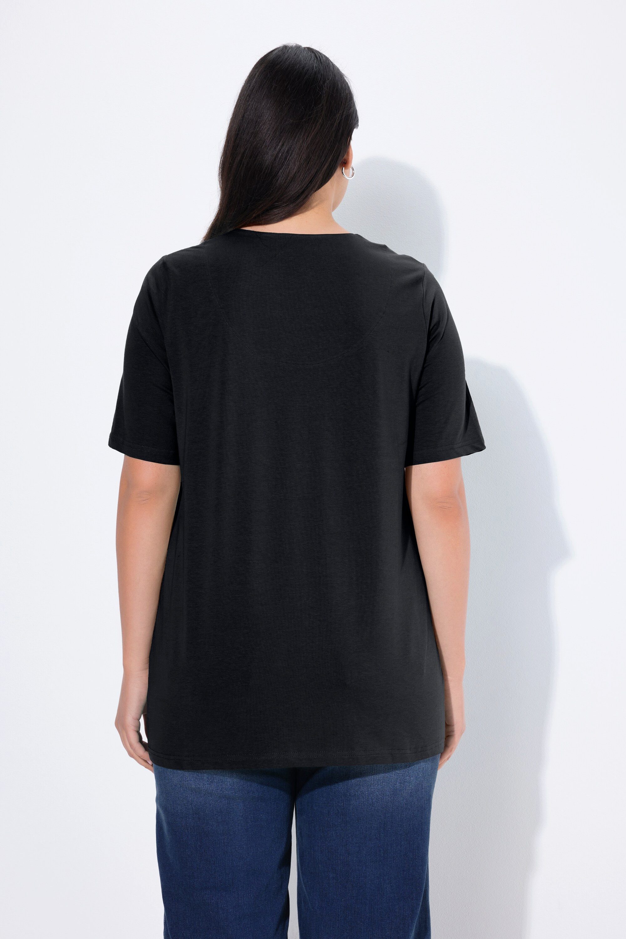 Ulla Popken T-Shirt T-Shirt A-Linie Tunika-Ausschnitt Halbarm – Bild 3 von 5