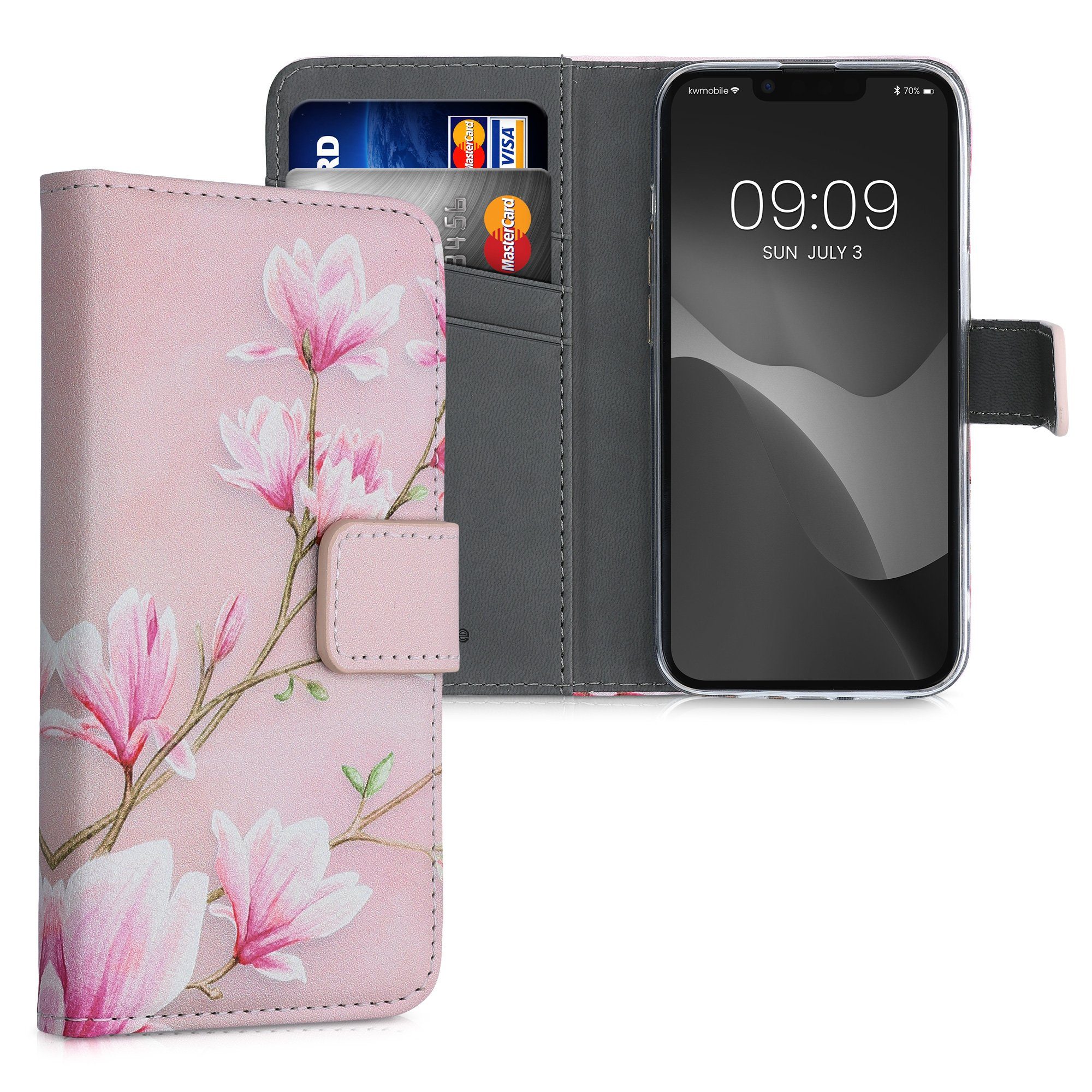 kwmobile Handyhülle Wallet Case für Apple iPhone 13 mini, Hülle mit Ständer Kartenfächer - Handyhülle