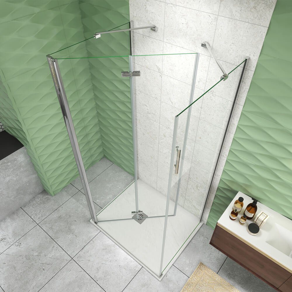 duschspa Komplettdusche 195cm ESG U-Form Duschkabine Falttür Scharniertür Duschtür, BxT: 70x70 cm, Einscheibensicherheitsglas, Sicherheitsglas, Set, ebenerdiger – Bild 4 von 5