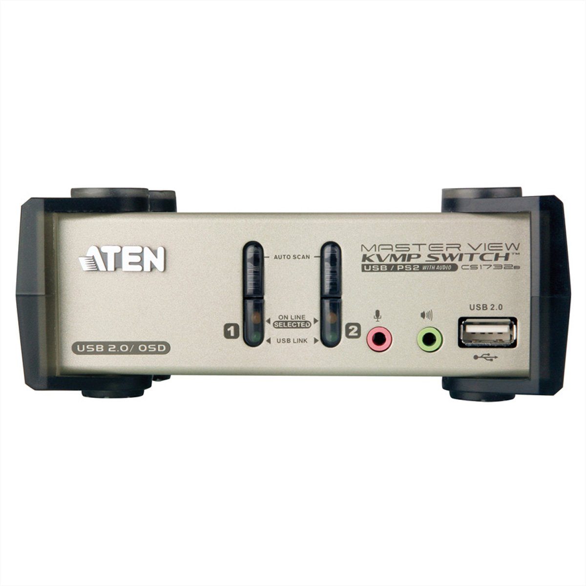 Aten CS1732B KVM Switch VGA, PS/2-USB, Audio, USB-Hub, 2 Ports Computer-Adapter