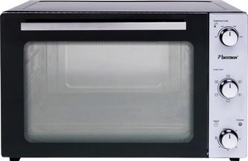 bestron Minibackofen AOV45, 2-in-1 Gerät, mit Drehspieß, 1800 W, Edelstahl, Schwarz