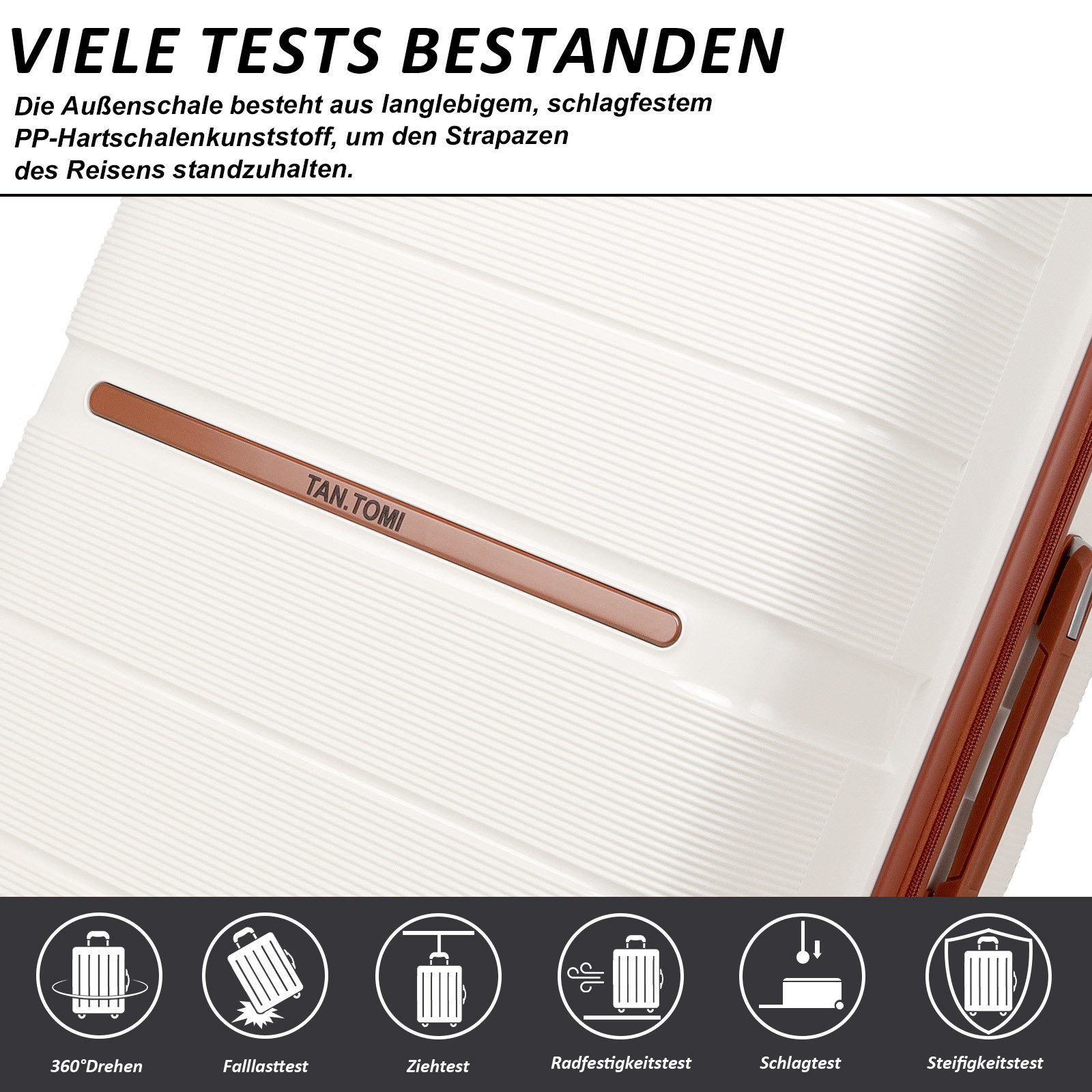 TAN.TOMI Handgepäckkoffer Reisekoffer Mittelgroß Koffer Trolleys Hartschalenkoffer Aus 100% PP, 4 Rollen, mit 8 Spinnerräder Rollkoffer Suitcase TSA-Schloss – Bild 5 von 5