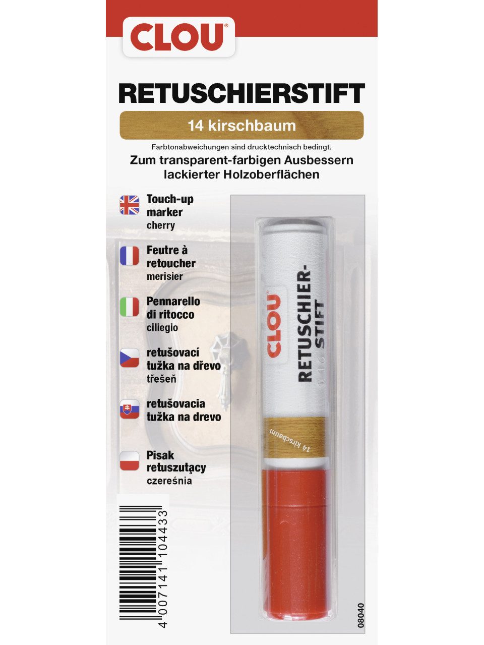 CLOU Holzlack Clou Retuschierstift kirschbaum
